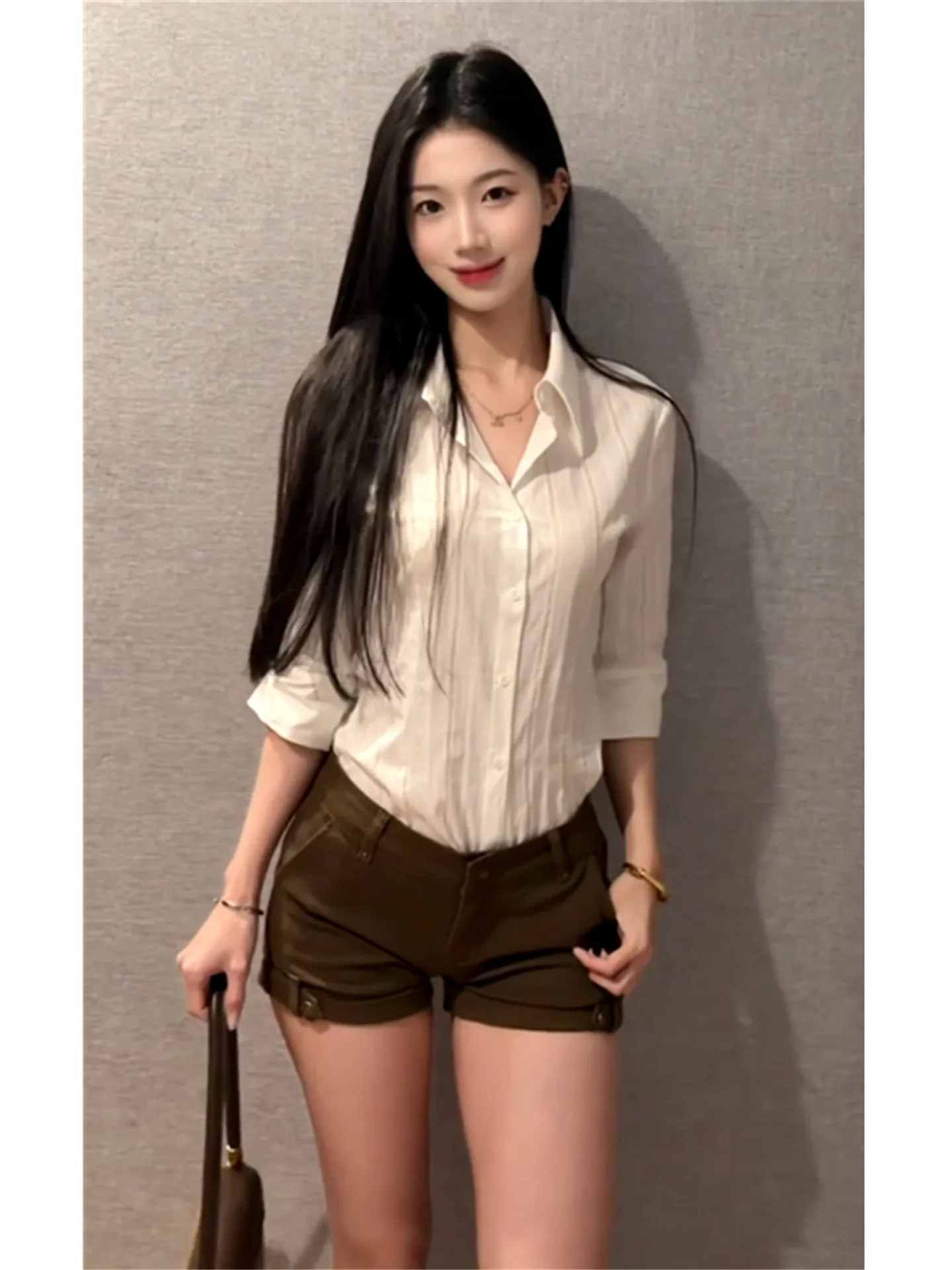 

Low-Waist Military Green Denim Shorts Women's Slimming Design Summer Hot Pants Retro Style Casual Cotton Stretchy Shorts