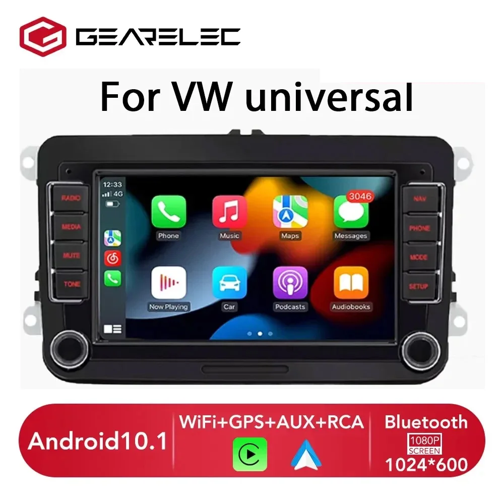 Gearelec 2din Android Auto Car Radio For VW Tiguan Touran Caddy Jetta Polo Passat Seat Multimedia Player Stereo GPS Nav WiFi