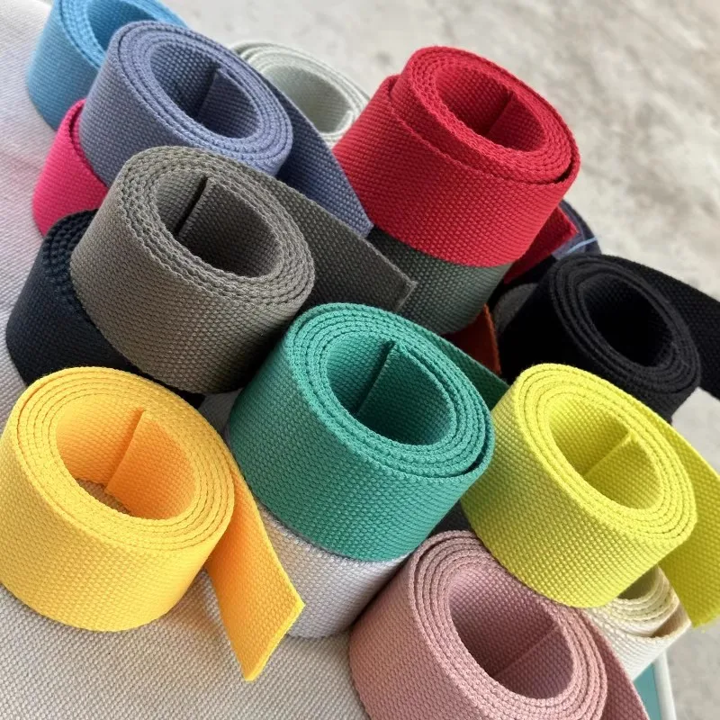 

5M 20/25/32/38/50mm Weave Canvas Webbing Cotton Tapes 2mm Thick Decorative Ribbons Strap Sewing Bais Accessories Bag Belt Sling