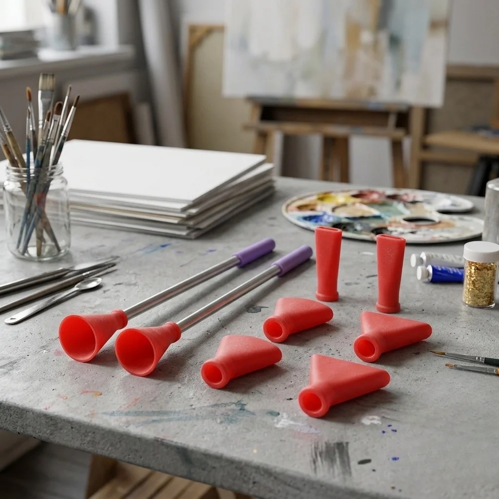 8Pcs Blow Nozzle Set for Acrylic Painting Art Blowing Technique with Stainless Steel Straws and Plastic Nozzle Parts