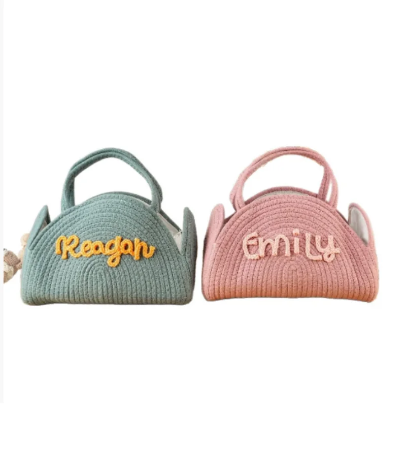 New Line Name Baby Cotton Rope Diaper Bag Handheld Portable Storage Basket Car Mommy Bag view 4