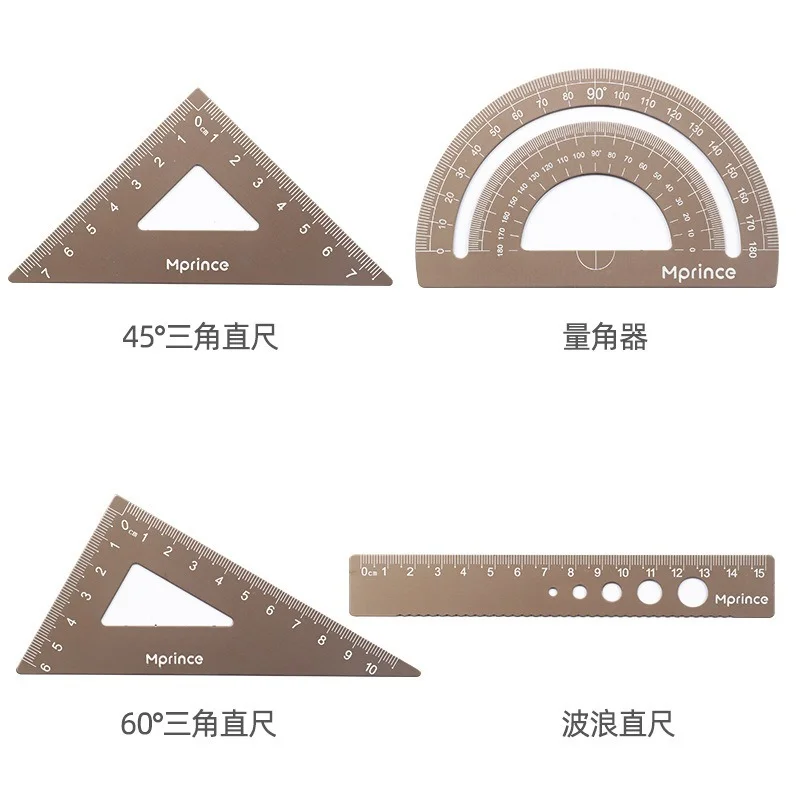 Juego de reglas de aleación de aluminio, suministros escolares para estudiantes, oficina, estudio, papelería, dibujo