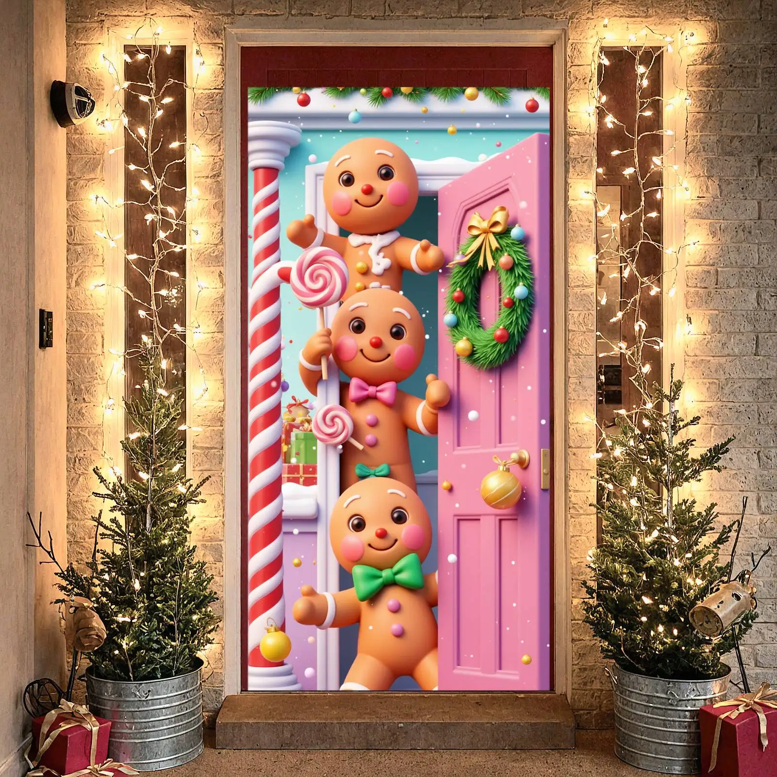 Gingerbread Scene Backdrop Gingerbread Design Xmas Background Gingerbread Christmas Banner Festive Colors Festive Backdrop