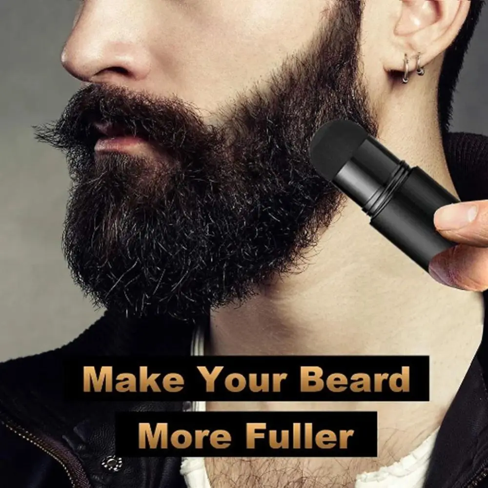 Waterproof Beard Pencil Filler Beard Brush Enhancer Moustache Coloring Beard Filling Stamp Kit Facial Hair Color Filler Natural