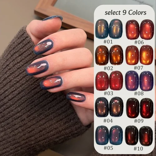 Imagen 2 del producto SHAKA 1-12 piezas 2026 Nuevo Esmalte de Uñas en Gel con Efecto Ojo de Gato, Color Blanco, Brillo Atardecer, Popular para Otoño e Invierno