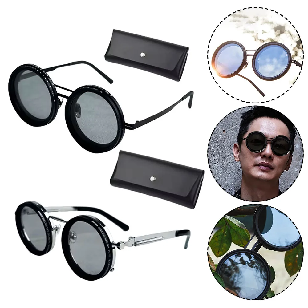 

1-9 уровней, регулируемые линзы с фильтром ND, закругленные поляризационные очки для рыбалки, очки в стиле ретро для мужчин, солнцезащитные очки для вождения и рыбалки