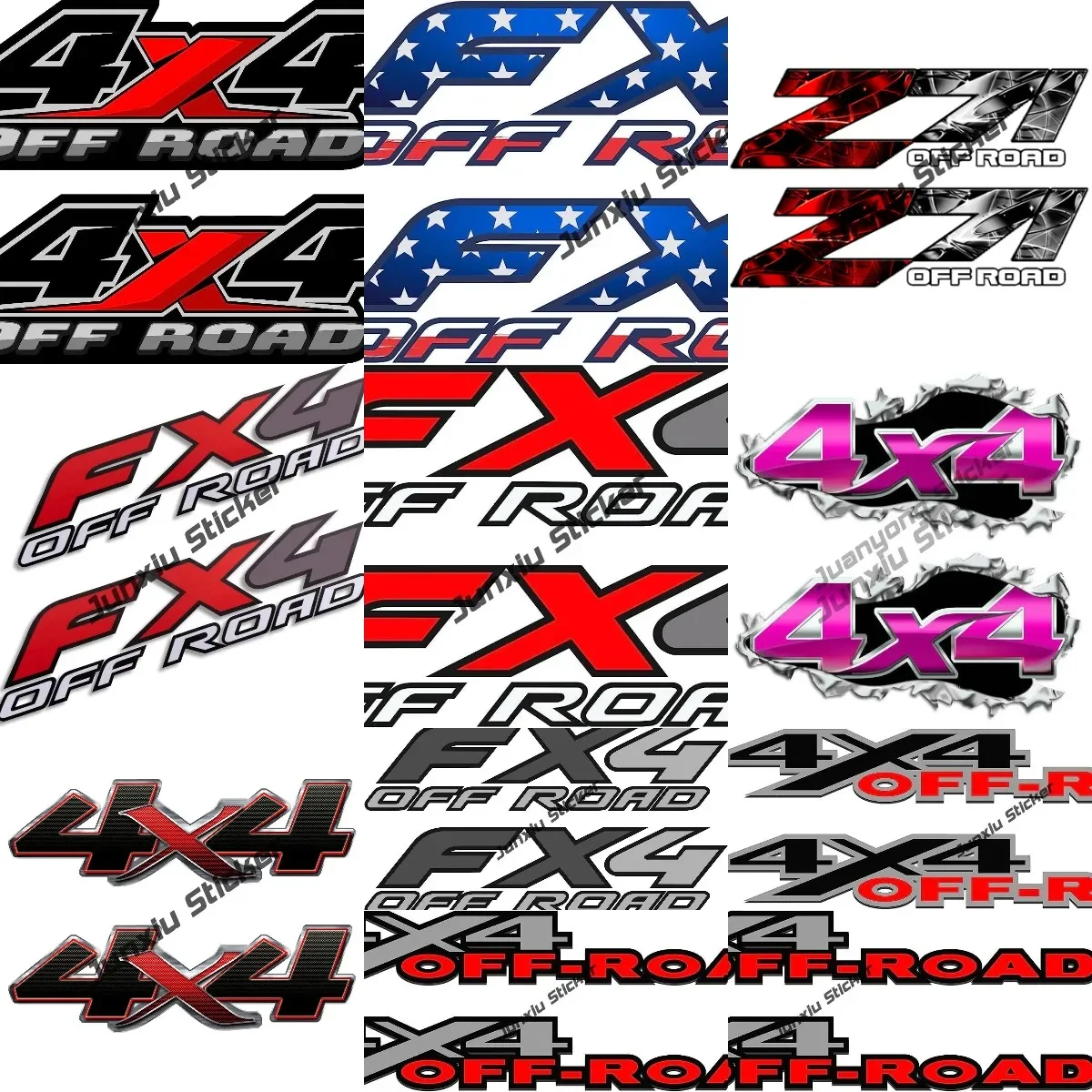 

Set of 2 Decals 4x4 Off Road Decal American Flag Fx4 Sticker Z71 4x4 Off Road for Car SUV Pickup Trucks Decals Waterproof Decor