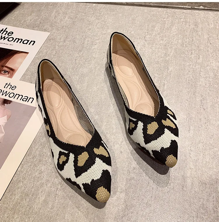 Women's flat shoes Fashion Knitted Pointed Shoes Flat 2023 New Spring and autumn Single Shoes Comfortable Plus Size 43