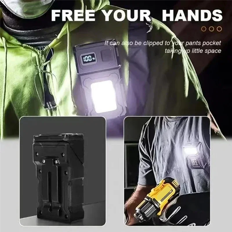 

MINI USB Rechargeable LED Flashlight Portable Tail Magnet Flashlight Bright Camping Lantern Side COB Emergency Lightab13