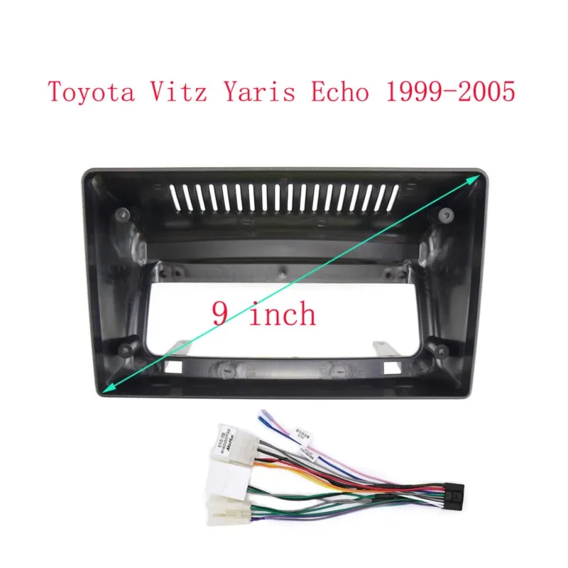 

9 Polegada 2 din quadro do carro adaptador fascia android rádio traço montagem painel kit para toyota vitz yaris echo 1999-2005