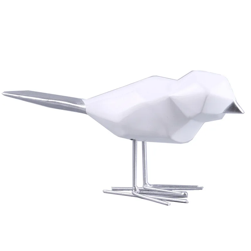 Resin Cute Bird Figurine European Ornaments Geometric Origami Animal Statue Home Office Bird Sculpture Abstract Home Decor