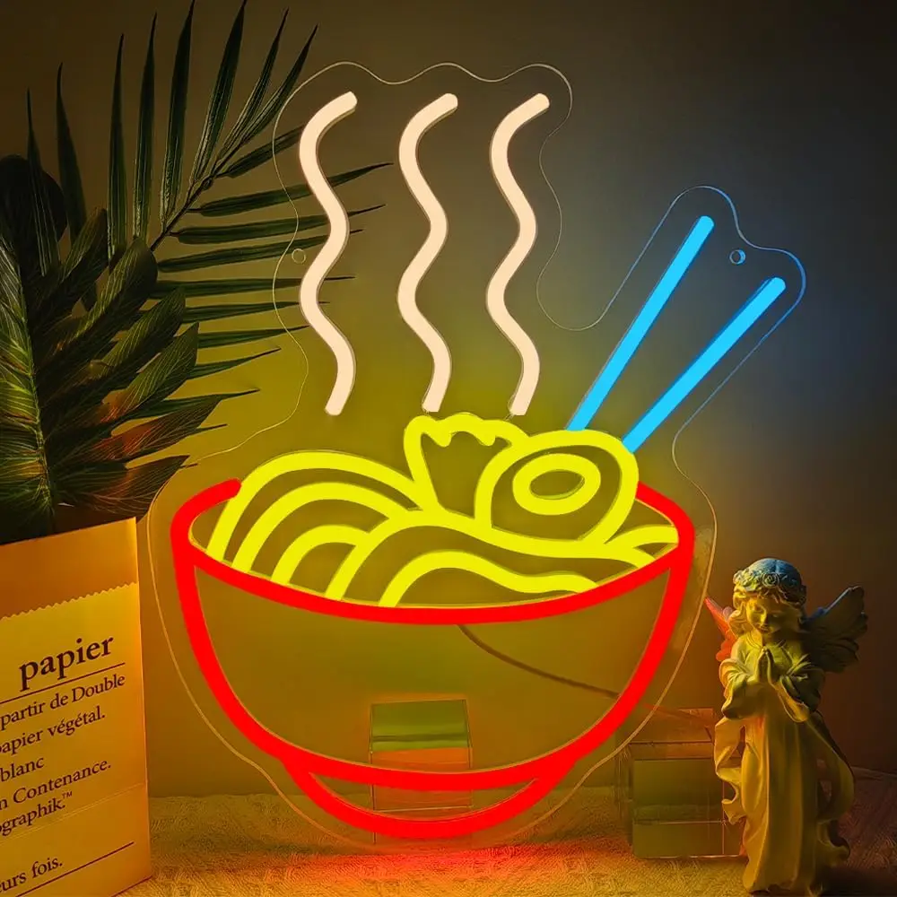 

Рамен Неоновая вывеска USB с регулируемой яркостью Японского аниме Светодиодный неоновый свет для ресторана Рамен Магазин Кухня Домашний декор Художественный свет