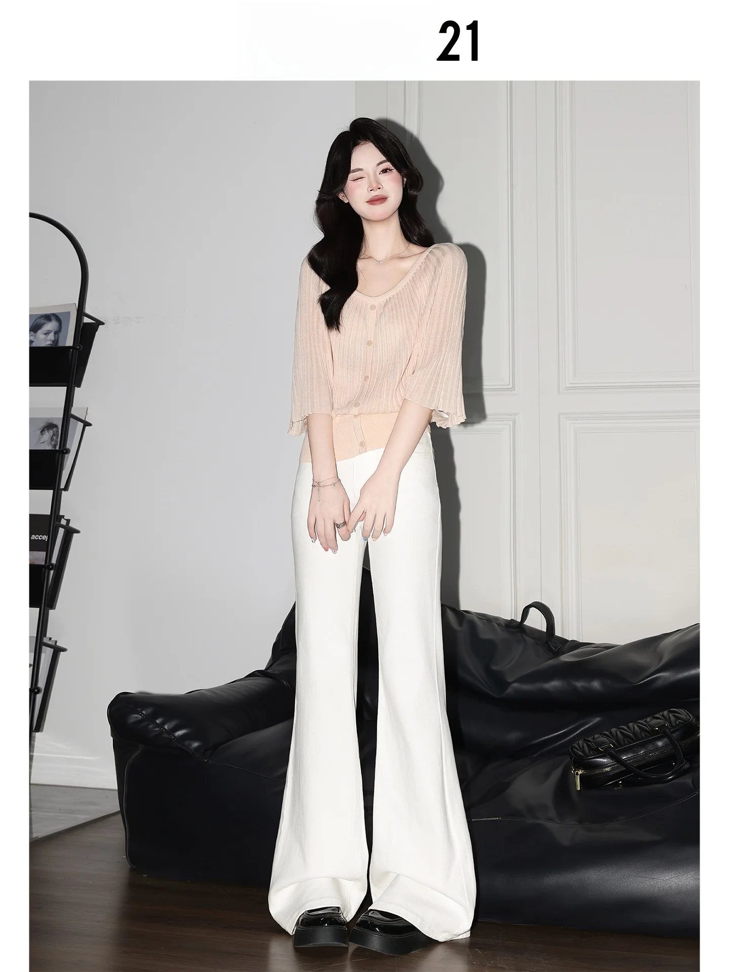 Forever 21 Jeans de cintura baja estilo americano para mujer, pantalones blancos sexys que adelgazan, pantalones versátiles para uso informal