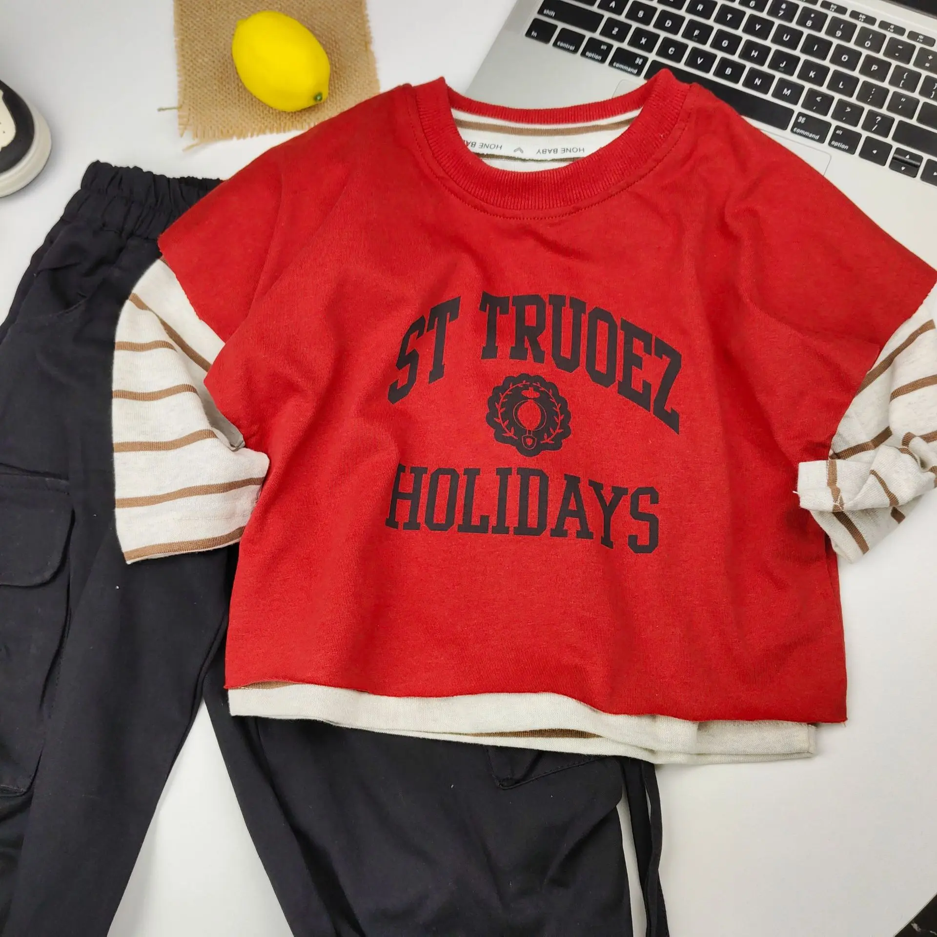 Spring Autumn Boys Clothes Sets Fashion Cotton Kids Knit Vest +Stripes T-Shirt+Pants 3pcs Suits Casual Children's Outfit 2-10Yrs