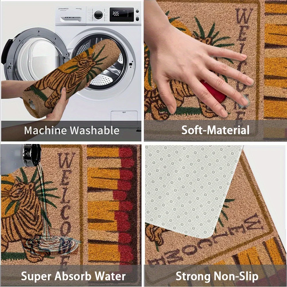VIKAMA Powerful Tiger Rug Warm Doormat Floor Mat Welcome Mat Outdoor Carpet Rug For Bedroom Carpet For Live Room Home Dec