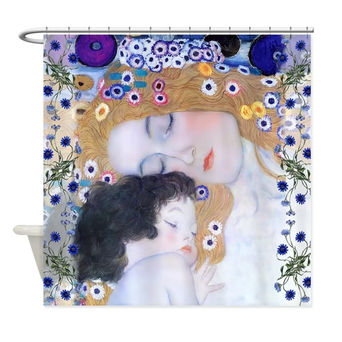 Design Gustav Klimt Mother & Child Decorative Fabric Shower Curtain Bathroom Polyester Decor