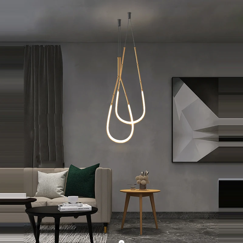 Artistic Gold Black Minimalism LED Lustre Hanging Lamps For Ceiling Pendant Light Suspension Luminaire Lampen For Living Room