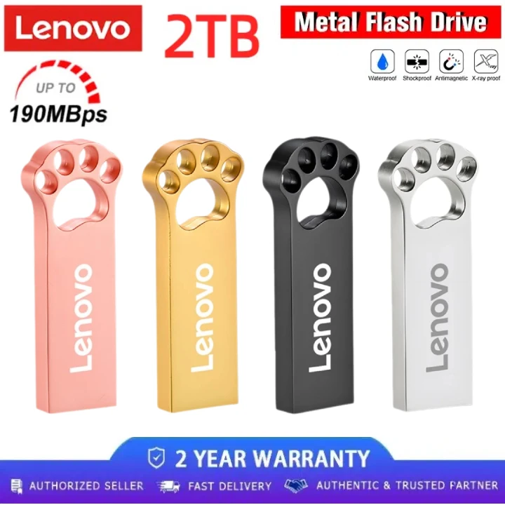 Lenovo 2TB Pen Drive USB Flash Drives USB 3.0 Pendrives Disco U de alta velocidade 1TB Ultra-grande capacidade de metal à prova d'água memória USB