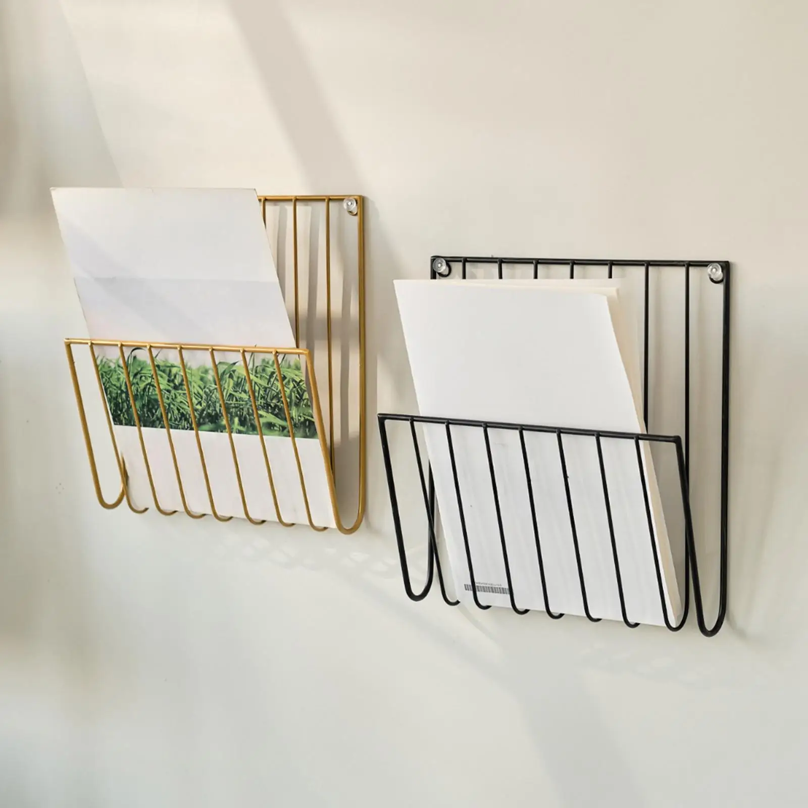 Magazine Rack Wall Mounted File Holder Office Home Decorative Iron Mail Organizer Newspaper Holder for Letters Folders Papers