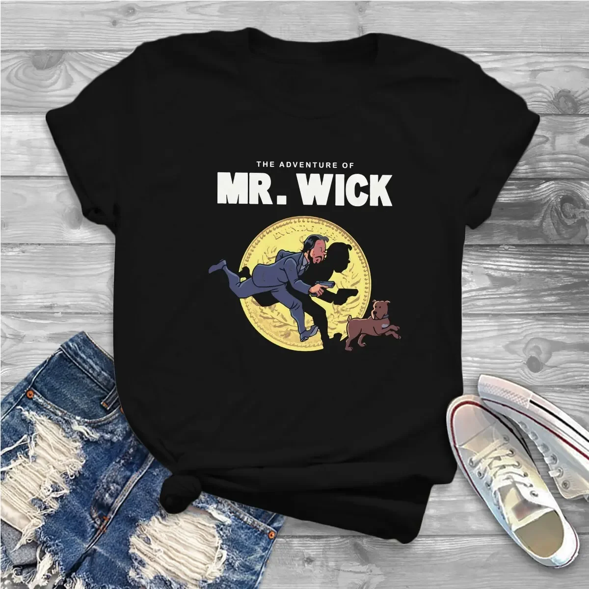 John Wick Movie Run T Shirt Graphic Women\'s Tees Summer Harajuku Crewneck Polyester TShirt