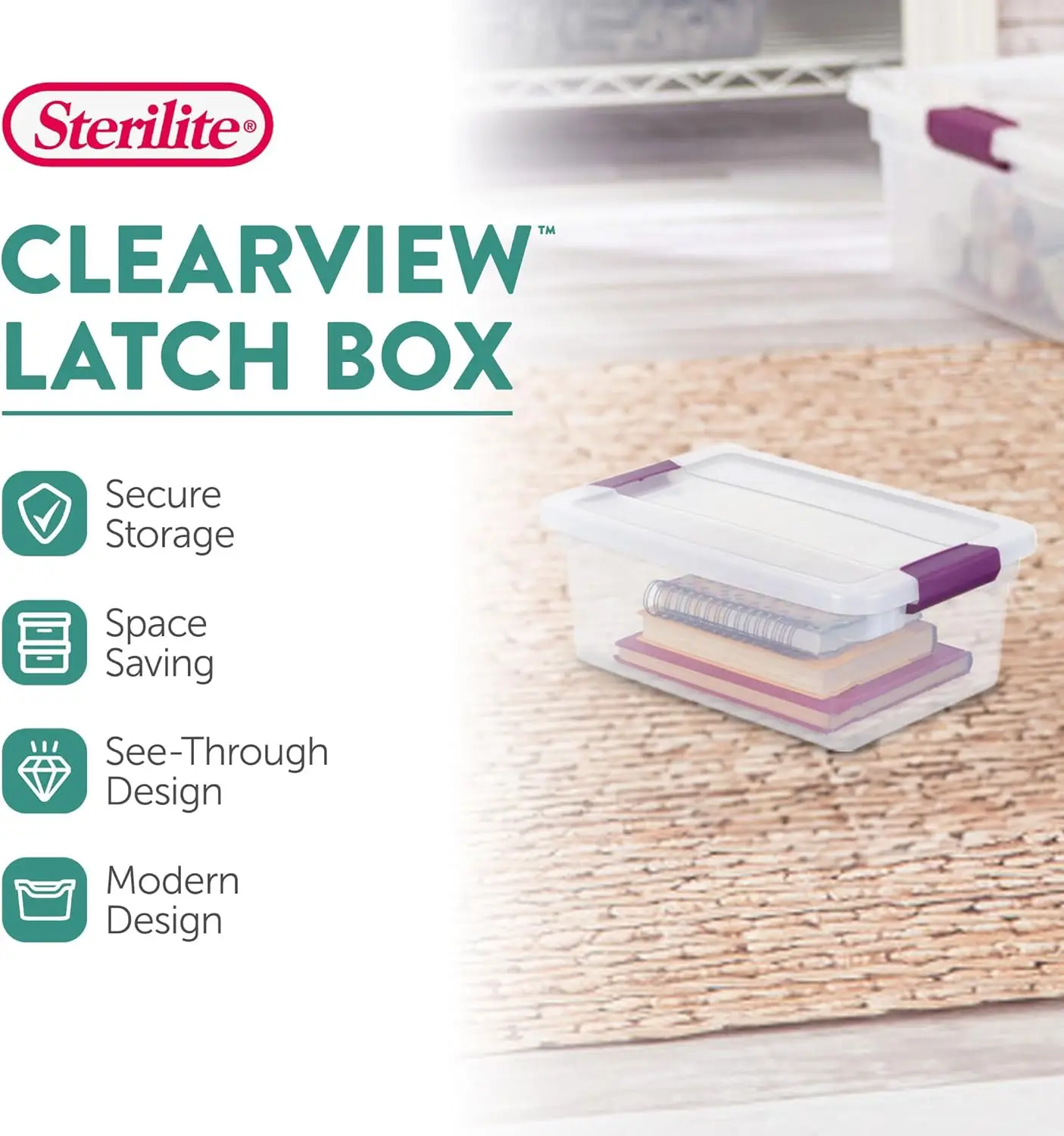 24-Pack ClearView Latch Storage Box Plastic Stackable Bin with Lid, 6 Qt