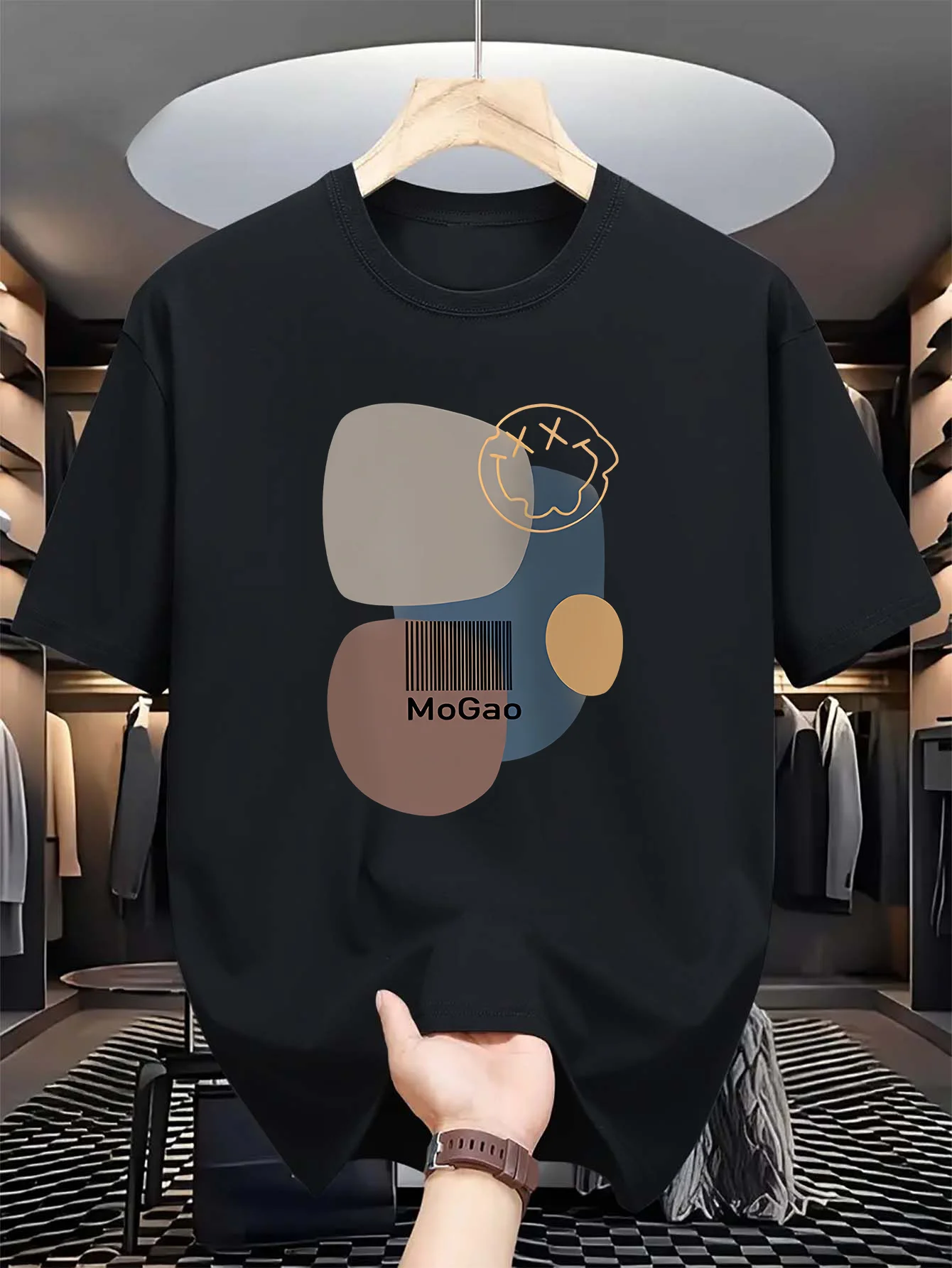 

Men's T-shirt Cotton Moko modern print T-shirt Harajuku y2k casual O-neck short sleeve unisex