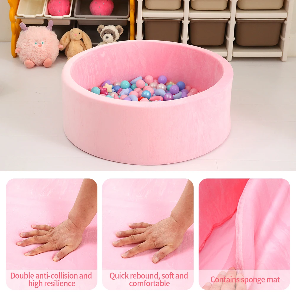1pc 90cm dikke spons bal pit schuim grijs en roze indoor box voor kinderen droog zwembad draagbare zachte kinderen verjaardagscadeaus (geen ballen)