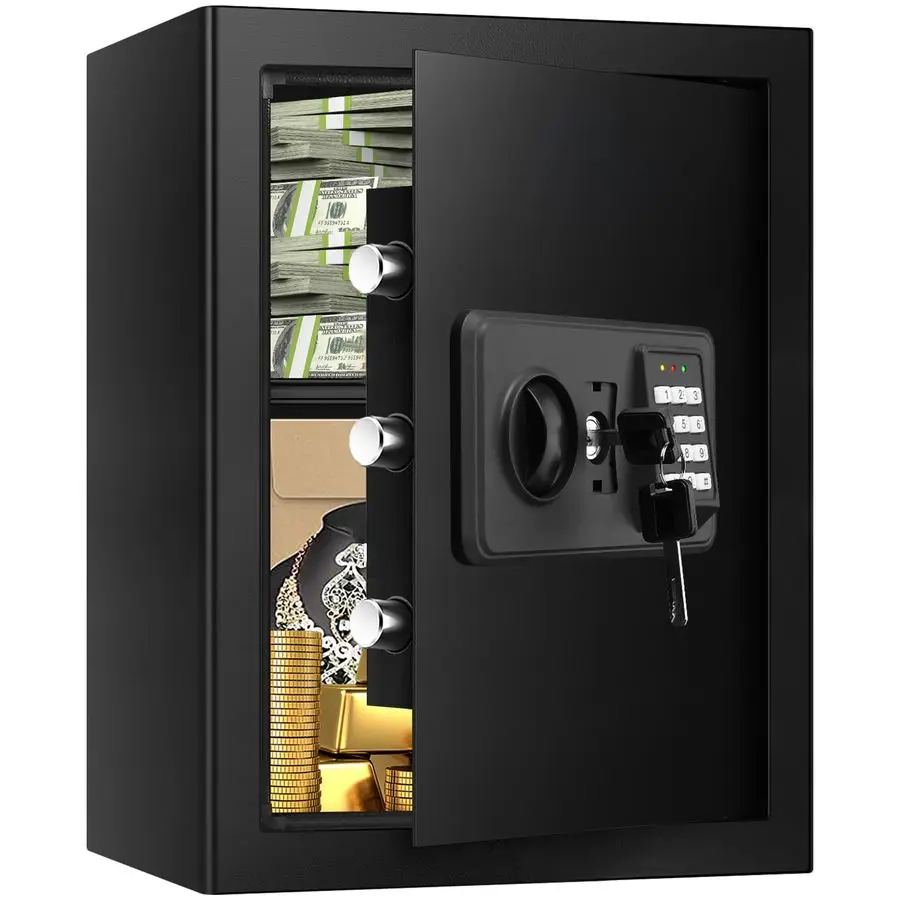 Cubic Large Fireproof Safes for Home Use, Digital Home Security Safe Box Fireproof Waterproof with Electronic Keypad and Spare K