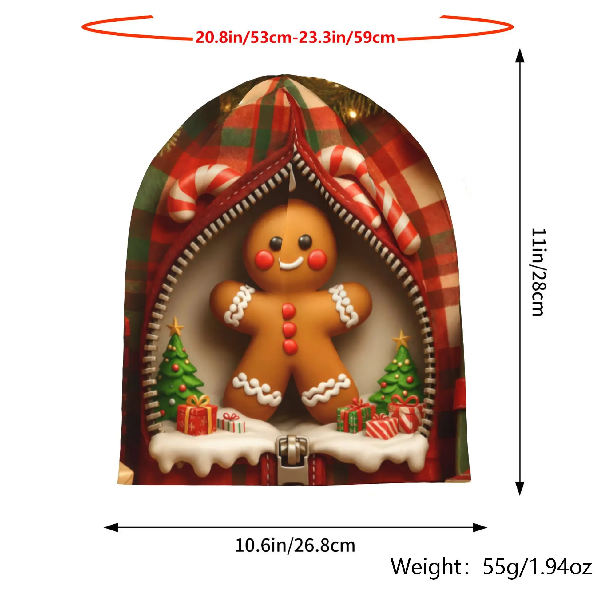 Gingerbread 2D Print Design Gingerbread Zipper Display Pattern Print Thin Bonnet Sport Hat Unisex Cool Hat for Outdoor Use