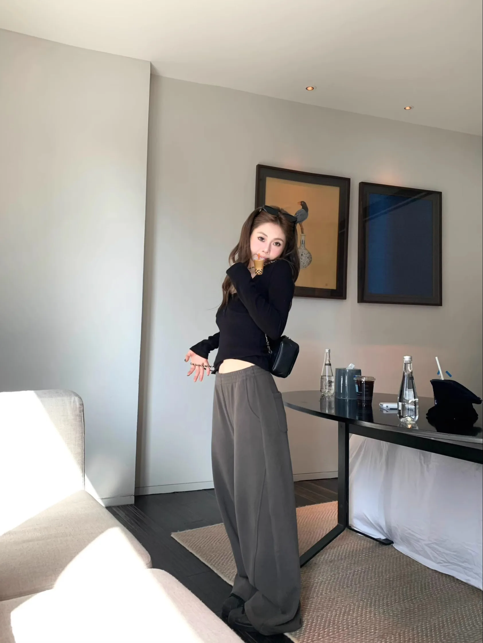 

Winter Universal Pants 520g Fce Lined Thi Elastic Waist Versatile Banana Sweatpants Women's Winter Comfortable Casual Tr...