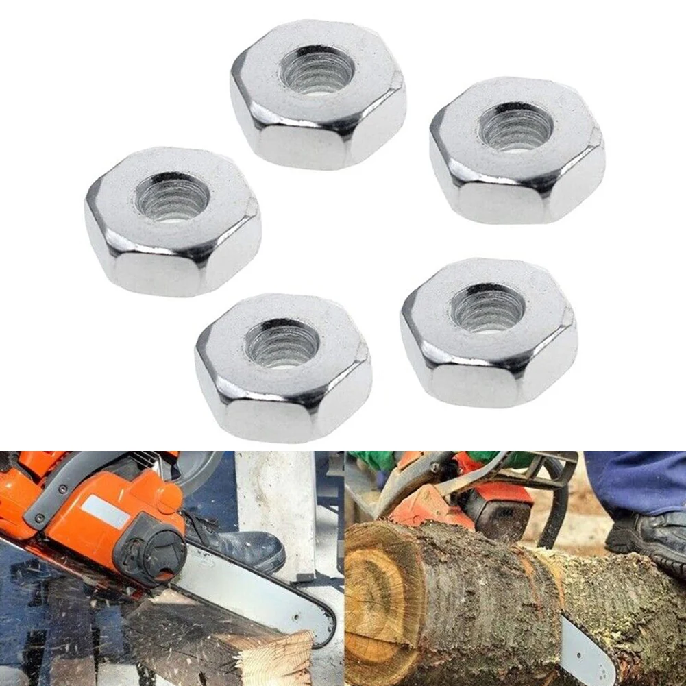 5x Tool Bar Nuts For Stihl MS 180 250 381 361 440 660 Chainsaw 0.87 Inch M8 Silver Metal Replacement Part Set Spare