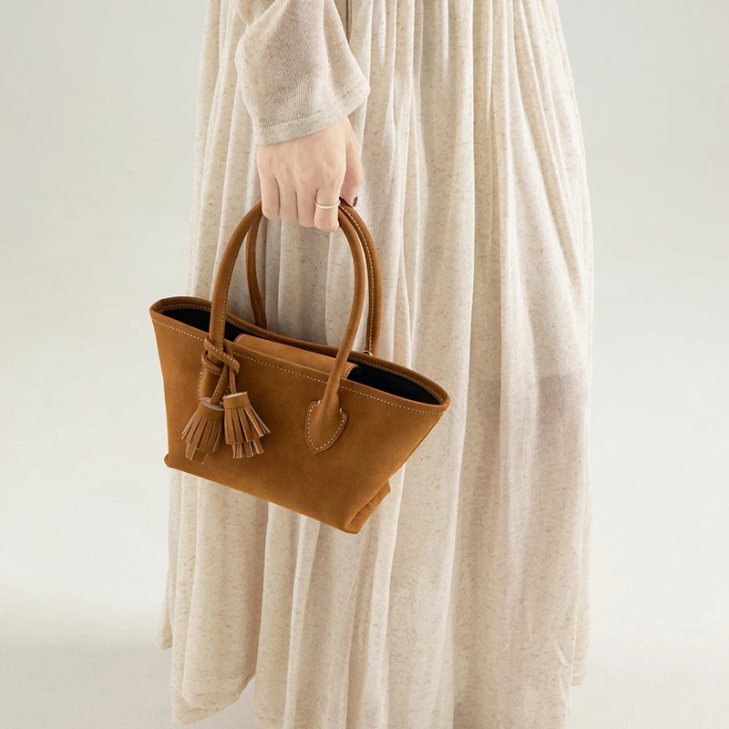 

Casual Versatile Tote Bag Faux Suede Solid Color Shoulder Bag small Handbag for Women Top-Handle Bags