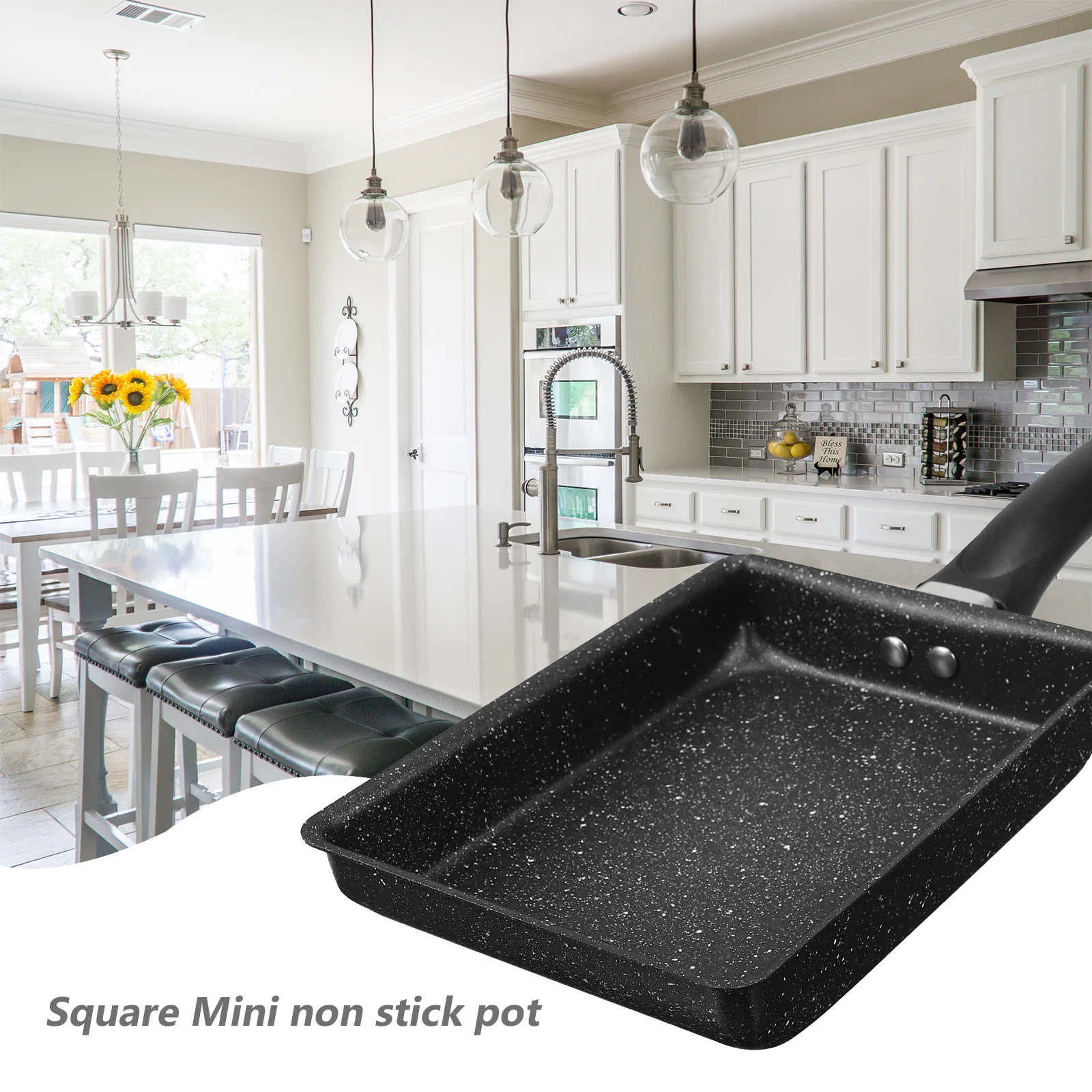 

1Pcs Non-Stick Frying Pan High Temperature Resistant Square Shape Camping Pot Portable Lightweight Egg Cooking Pan Outdoor