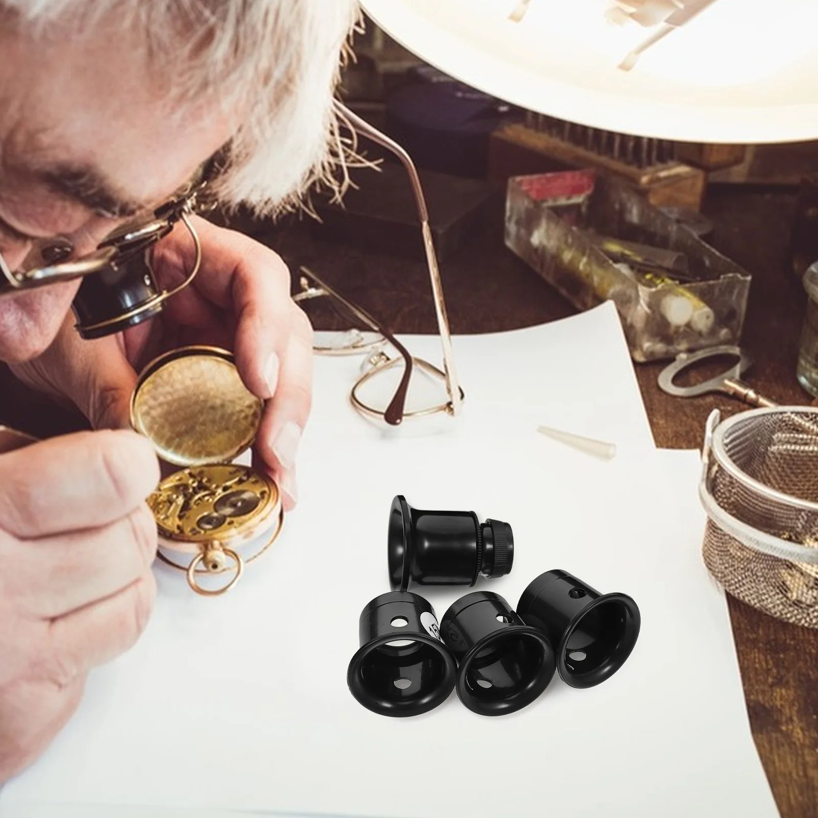 

1Set Watch Repair Loupe Magnifier 5x 10x 15x 20x Glass Steel Wire Professional Jeweler Loupe Kit Portable for Wristwatch Pocket