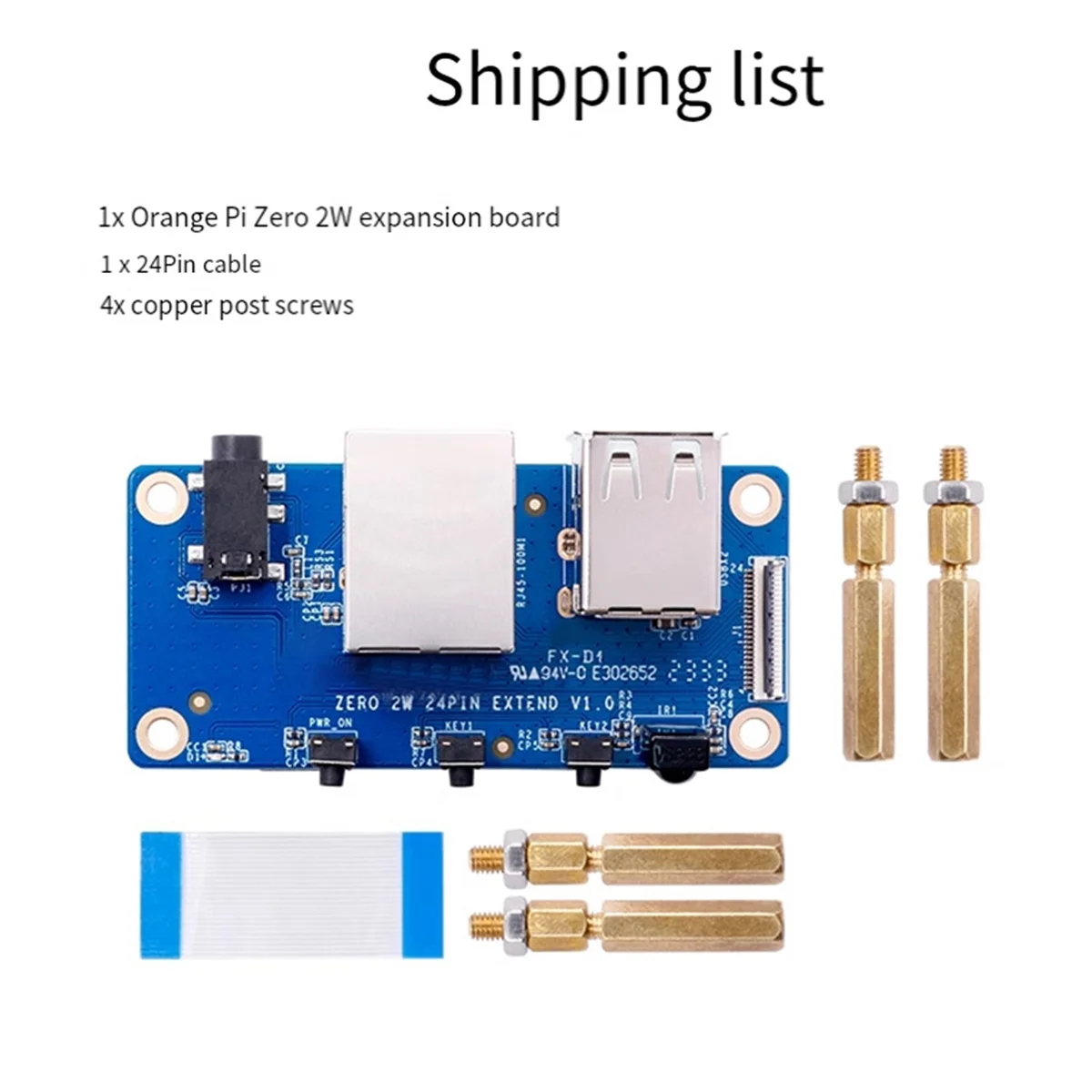 For Orange Pi Zero 2 W Expansion Board Interface Board 100M Network Port+USB 2.0+Analog Audio and Video Interface—L47A