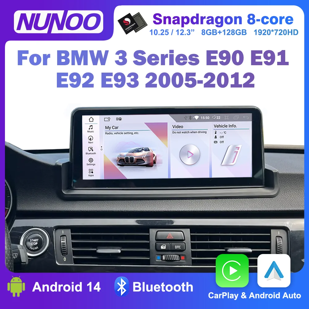 Auto Radio CarPlay For BMW 3 Series E90 E91 E92 E93 2005-2012 Car Multimedia Player Android 14 GPS Stereo WIFI Head Unit