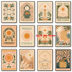 Boho Sun Bloemen Botanische Motiverende Citaat Poster Mindful Yoga Meditatie Muurprint Canvas Schilderkamer Huismuur Decor