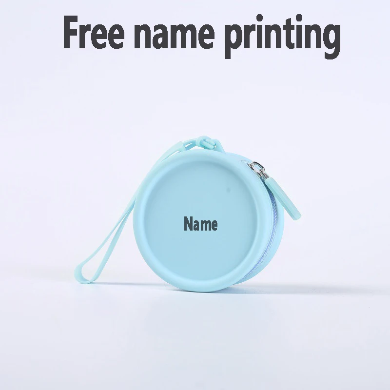 Silicone bag, round bag, free name printing, coin purse storage, portable zipper, personalized customization