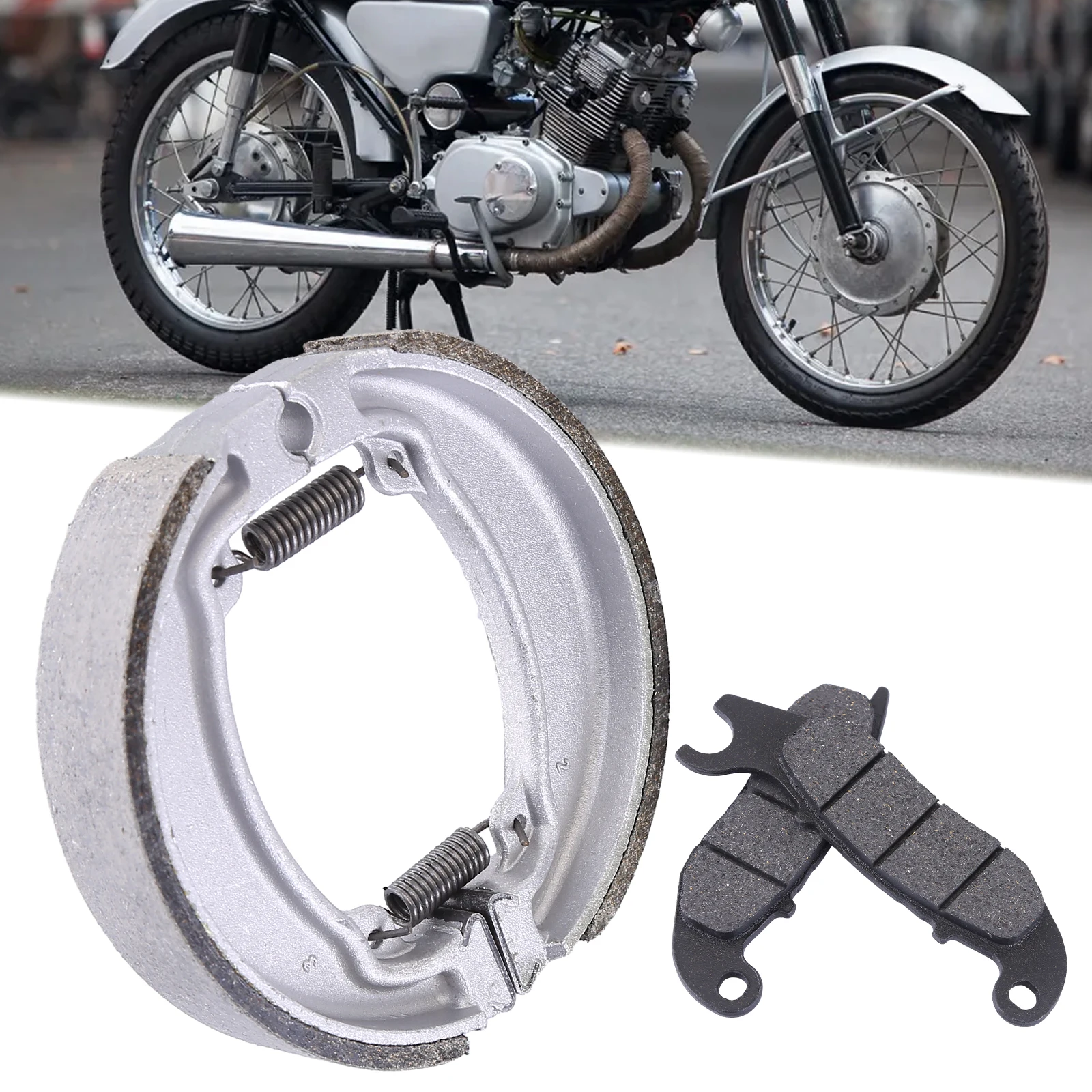Pastilla de freno de acero de aleación, Kit de goma de freno delantero y trasero Compatible con Honda Cb160 F Invicta 4204- 487
