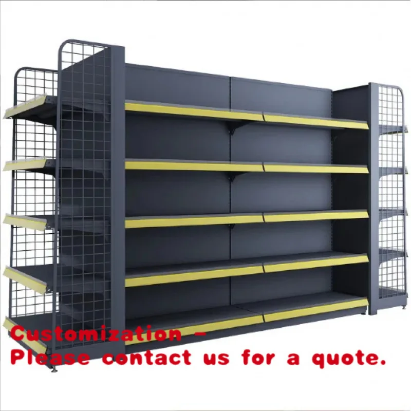 

Индивидуальные односторонние и двусторонние стеллажи для супермаркетов, магазинов у дома, продуктов питания, товаров для аптек и канцелярских товаров.