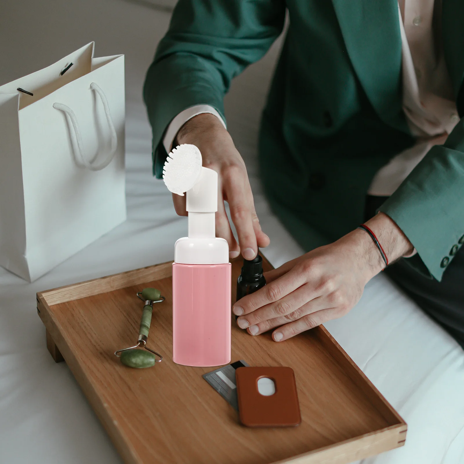 3 قطعة زجاجة رغوة مع فرشاة حاويات محمولة فارغة للسفر صابون شامبو استحمام جل غسل الوجه موزع إعادة الملء الفرعية