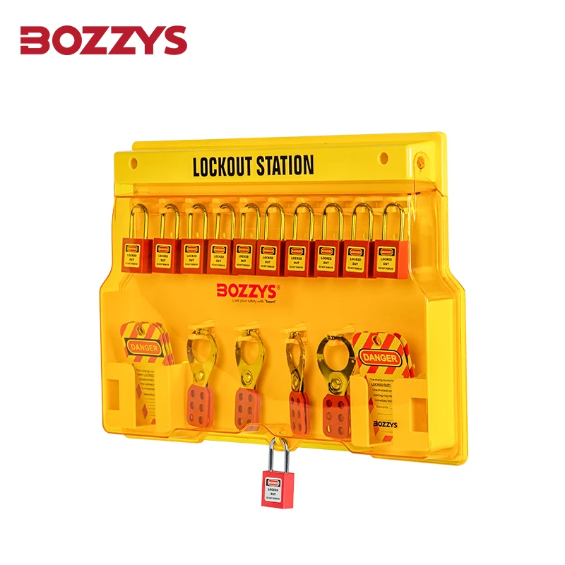 BOZZYS Kit stasiun Tagout Lockout terlaris untuk Program keamanan penguncian yang sesuai dengan OSHA cocok untuk pemeriksaan peralatan