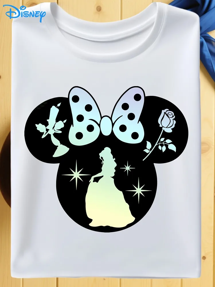 

Disney Minnie Mouse and Beauty and The Beast Belle-Inspired T-Shirt Casual Crewneck Short-Sleeve Top Theme Party & Everyday Wear