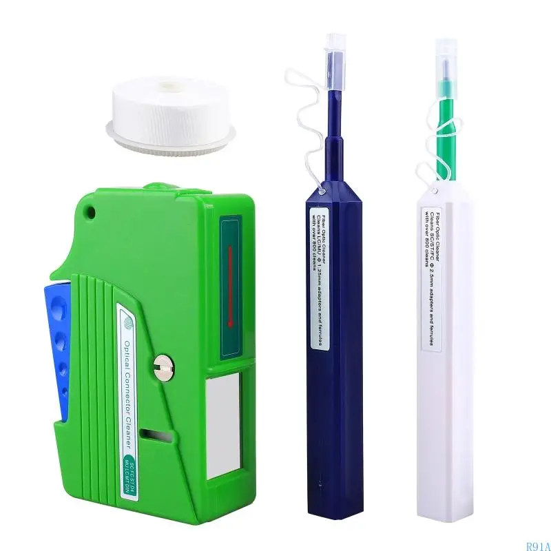 R91A Fiber Cleaning Optical Fiber Cleaner Tools with Fiber Cleaning Cassette Connectors 1.25mm 2.5mm Fiber Cleaner Pens