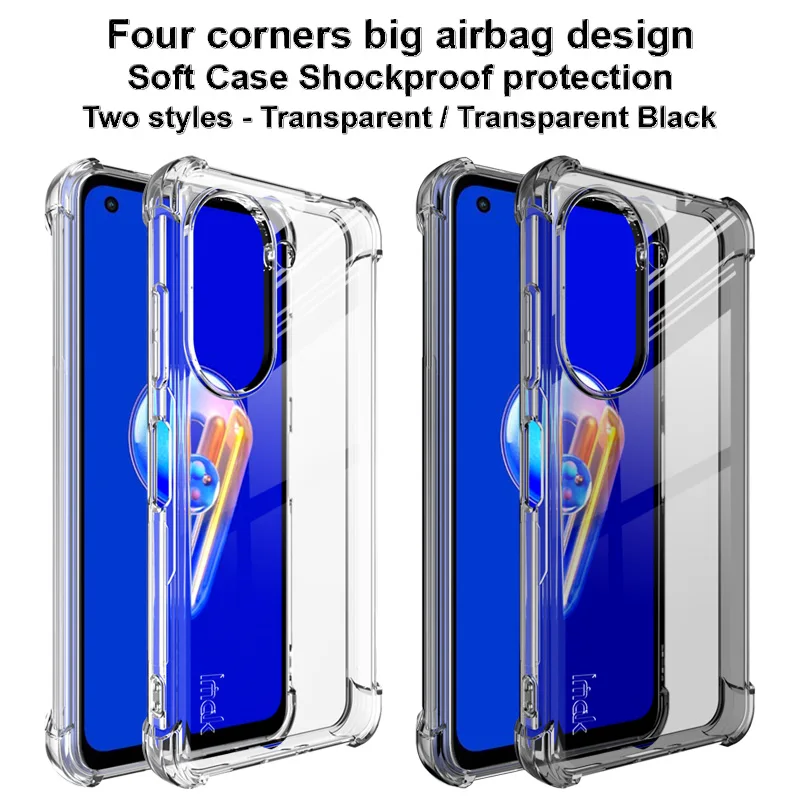 IMAK 360 Protect Crystal Case for Asus Zenfone 9 10 10Z Back Panel Soft Bumper Shell Zenfone9 Case Zenfone 10 Z Shockproof Cover