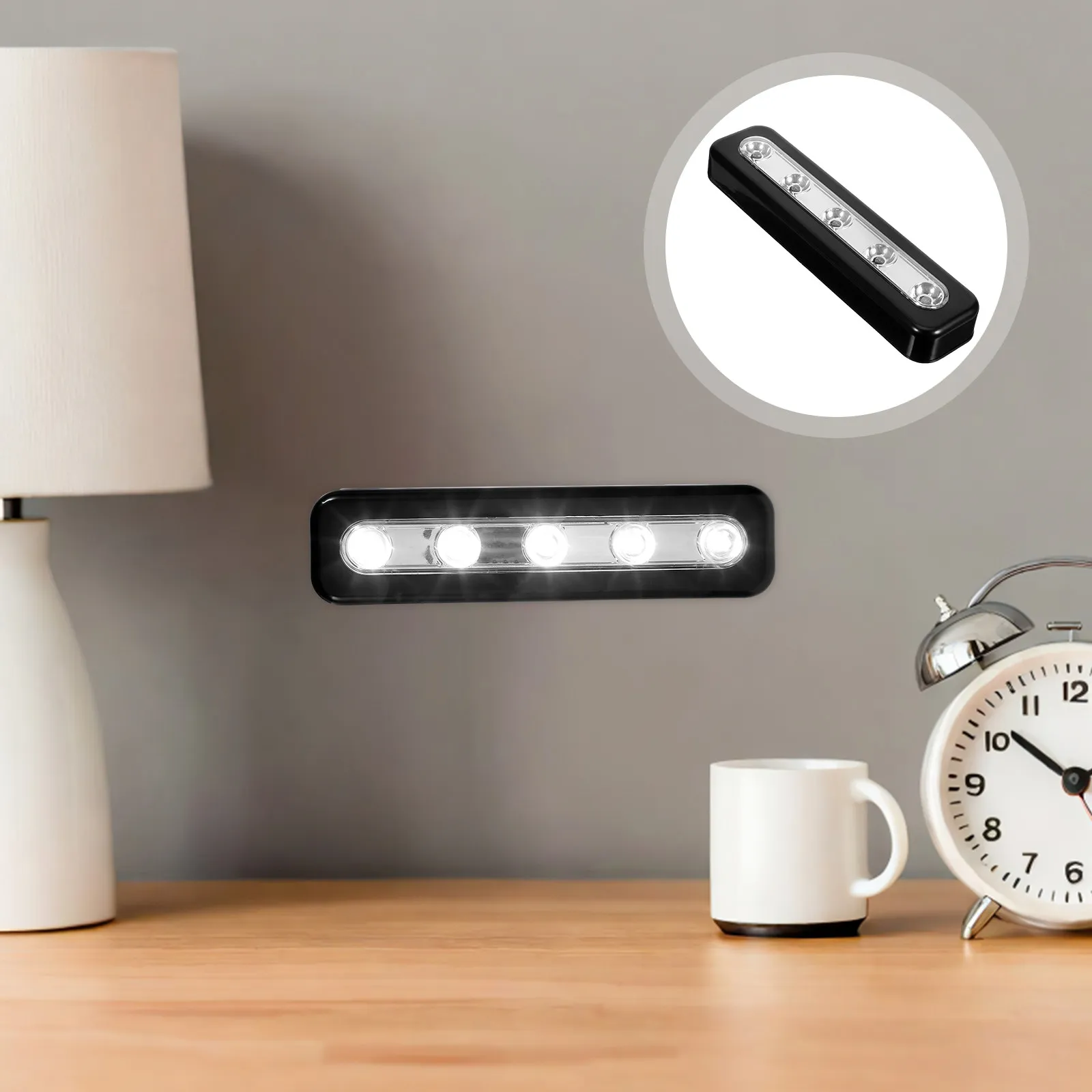 Cordless Motion Activated Night Light Bar with 5 Bright White Leds Adhesive Back for Bathroom Bedroom Laundry Room