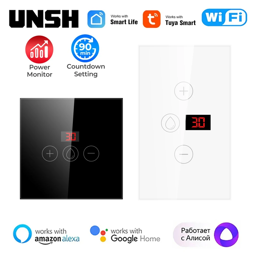 

Tuya EU US WiFi Smart Water Heater Boiler Switch With Power Monitor Smart Life Control Switch Works With Alexa Alice Google Home