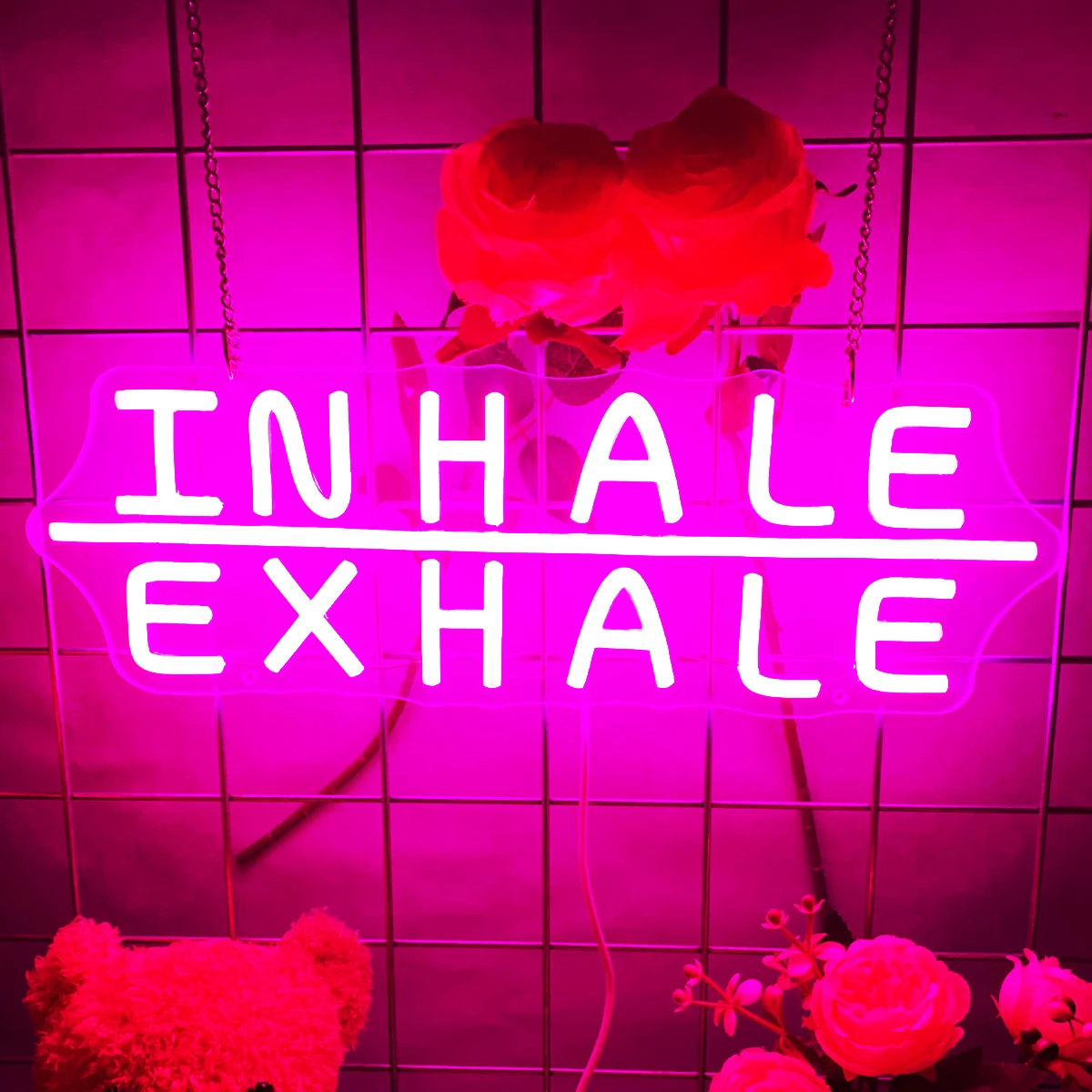 INHALE EXHALE Neon Sign Light, Yoga Neon Sign For Wall Art Decor, Adjustable Brightness Neon Sign Gym Sign, Yoga Studio