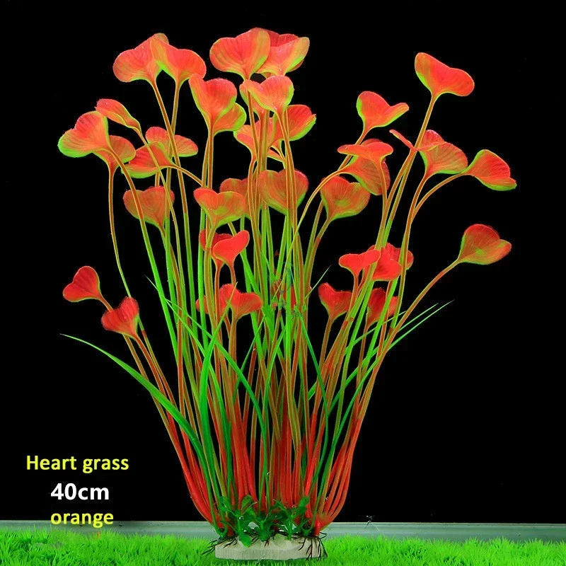 Heart Shaped Simulation Water Plant Decoration Fish Tank Aquarium Landscape Design Plastic Plant Decoration Ornaments Aquariums