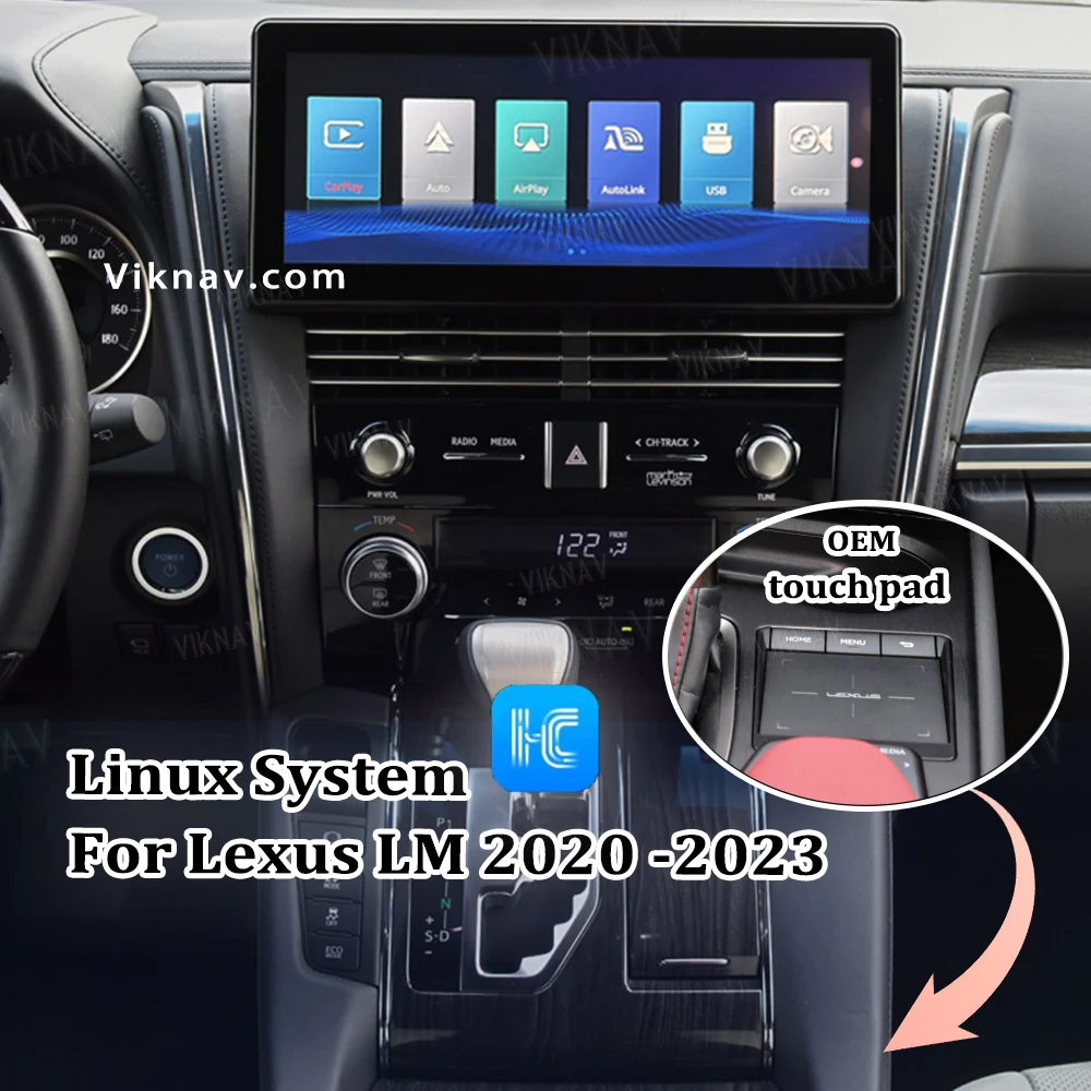 Viknav Linux System For Lexus LM 2020-2023 Wireless Apple CarPlay Android Auto Display Screen